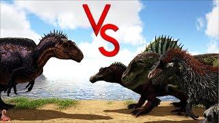 Acrocanthosaurus VS Spino, Rex & Yuty || Ark Battle