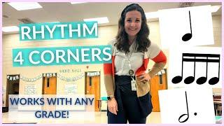 How to Play RHYTHM 4 CORNERS in Elementary Music Class (your 4-5 graders will love you)