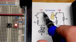 Temporary parallel resistance using pushbutton switch demo circuit