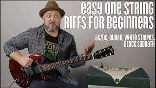 AC/DC, Queen, White Stripes, Super Easy Beginner Guitar Riffs on One string