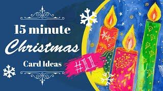 15 minute Doodle Candle Watercolor Christmas cards for beginners to paint - or just for fun!