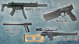 10 ARMAS DE FUEGO con SUPRESION INTEGRADA