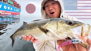 Fishing Under HUGE Japanese Cargo Ships | Americans Try Fishing in Japan (part 3)