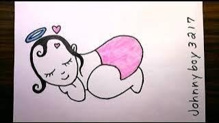 how to draw a Baby Girl Sleeping & Dreaming ‍️ Infant Names Cute Female Step By drawing