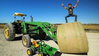 Hudson runs the farm for a day | Tractors for kids