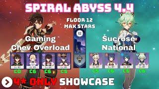 Gaming C0 Overload 4* Only Clear / Sucrose National - Floor 12 9* - Abyss 4.4