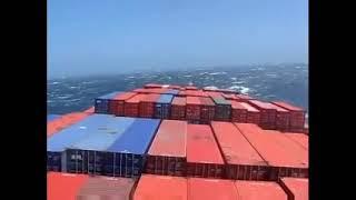 Container Cargo ship in a heavy storm