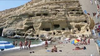 Matala Crete Greece, beach and caves - ex hippie commune