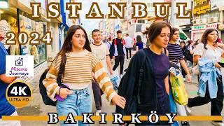 Istanbul Bakirkoy 4K Walking Tour | Turkish Food Center, Cafes, Markets & Malls | October 2024