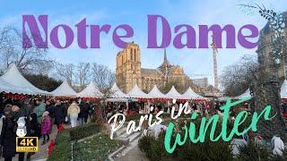 [4K] Notre Dame Reopens!  Paris Winter Markets and Lights Walking Tour ️ How to visit Notre Dame