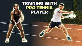 Training with a pro tennis player