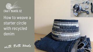 How to start a basket with denim, a starter circle