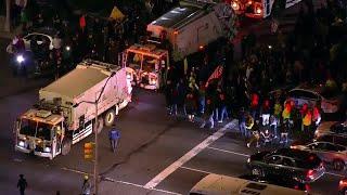 Vaccine Mandate Protest at NYC Sanitation Facility (AERIAL VIDEO)