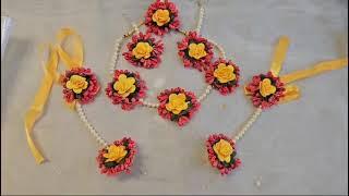 Artificial Mehndi Flower Jewelry Set For Girls And Woman Mehndi Dholki Godbharai Party Jewellery