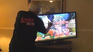 ANGRY GRANDPA SMASHES HDTV!