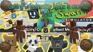 Coconut field Grinding to grandmaster badge pt1 Roblox Bee swarm simulator