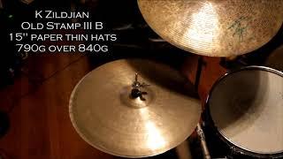 amazing paper thin K Zildjian Old Stamp IIIb 15 hi-hats 790g over 840g