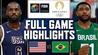 USA vs BRAZIL FULL GAME HIGHLIGHTS | 2024 Paris Olympics Men's Basketball | August 7, 2024 | 2K24