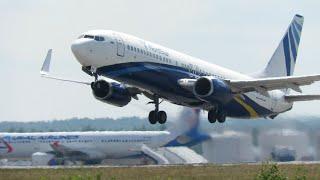 Powerful takeoffs Boeing 737-800 NordStar airlines.