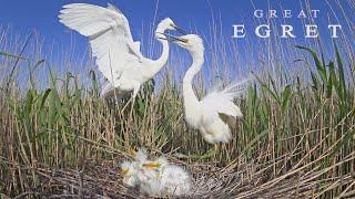 Great Egret. Birds during breeding season.