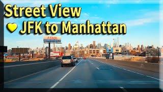 ,JFK Airport Driving to Manhattan, New York City, USA, Street View