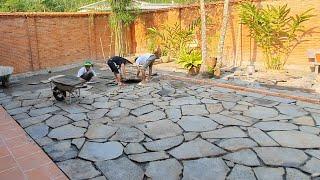 garden stone paving techniques.  natural stone