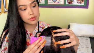 ASMR School Nurse Lice Scalp Check, Scratching, Plucking + Ear Cleaning (Very TINGLY) RP lite gum