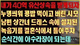 [반전실화사연] 내가 40억 유산상속을 받게되자 누명씌워 콩밥먹이고 버린 시모 남편 상간녀 드레스속에 설치된 녹음기를 결혼식에서 틀어주자 아수라장이 되는데커피엔톡|라디오사연