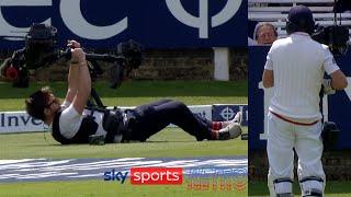 Joe Root takes over filming duties after cameraman falls over