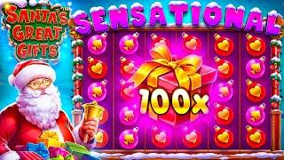 SANTAS GREAT GIFTS SPIN IN BONUS... CRAZY 100X MULTI WIN!! (Bonus Buys)