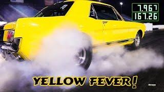 YELLOW FEVER! 7 SEC '64 1/2 MUSTANG STREET CAR! TWIN TURBO STROKER! SKETCHY RUNS! RT66!