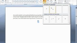 Inserting expressions for null and alternate hypotheses in Microsoft Word