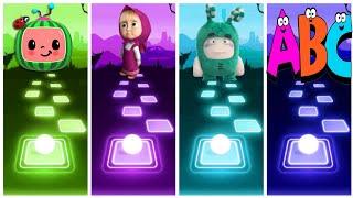 cocomelon vs Masha and the bear vs Oddbods pogo vs acb song  || tiles hop edm rush