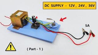 Make 12v, 24v, 36v Adjustable DC Motor Power Supply with DVD Player Transformer