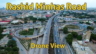 Nagan Chowrangi Flyover to Sohrab Goth Flyover Rashid Minhas Road Karachi - Drone View