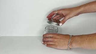 CUBE JAR   CLEAR GLASS WITH SILVER METAL LID 250MLS