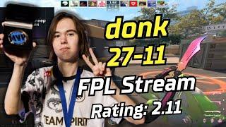 donk (27-11) rating: 2.11 FPL Stream (overpass) | Feb 14, 2024 | CS2 POV/Stream