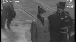 SHOWBIZ: Sarah Churchill and husband Vic Oliver arrive at Southampton (1937)