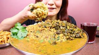 Eating Delicious Spicy Daal Chawal and Fried Okra/Ladyfinger #ASMR/EATING SHOW BIG BITES #MUKBANG