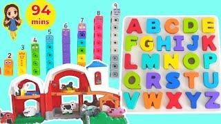 Best Learn ABC Puzzle | Numberblocks Toys Mathlink Cubes 1-10 | Farm Animals | Alphabets Toddler