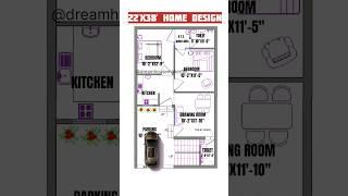 22'x38' Home Design, 22*38 home floor Plan #shorts #home