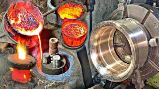 Incredible Manufacturing Process of Biggest Shaf Bush Roll Machine Brass Casting process in industry