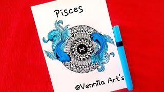 Pieces Zodiac Mandala| Zodiac sign Mandala Art|Zodiac Mandala|Vennila Art's|Zodiac mandala.