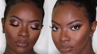 Dark Skin | Copper Eyes & Nude Lip Makeup | Prom Edition