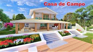 CASA DE CAMPO - CHÁCARA - Compre o Projeto na Descrição - P352