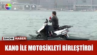 Bu motosiklet hem karada gidiyor hem denizde