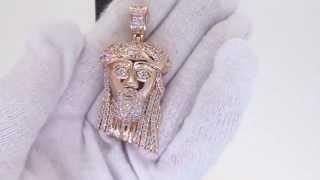 Big Stone Micro Jesus Pendant in Rose Gold | Bling Bling