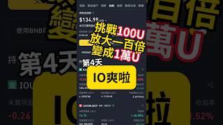 挑戰100U放大100倍變成1萬U 第4天 IO爽啦 | Challenge: Making 100 to 10,000 USDT Day 4 #加密貨幣 #btc #eth #trading #io