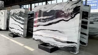 Panda White Marble Slabs with Coordinated Textures