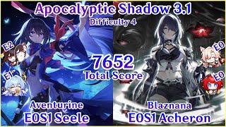 NEW Apocalyptic Shadow 3.1 - E0S1 Seele x E0S1 Acheron 7652 Total Score Clear | Honkai Star Rail